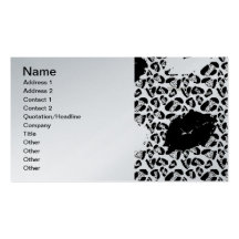 BLACK WHITE SAFARI NATURE ANIMAL PRINT LIPS KISSES BUSINESS CARD TEMPLATES