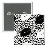BLACK WHITE SAFARI NATURE ANIMAL PRINT LIPS KISSES PINBACK BUTTON