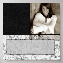 Black & White scroll customisable autograph poster
