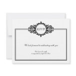 Black white scroll Victorian wedding rsvp response Announcement