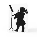 Black & White Silhouette Girl Playing Violin Greet cards