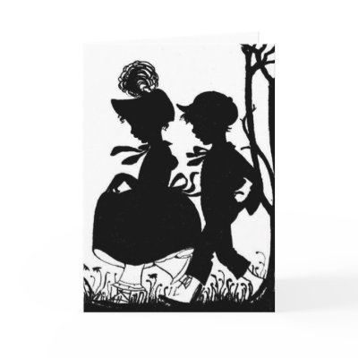 Black & White Silhoutte Children Greeting Card by kimmyklassickorner