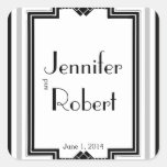 Black White Silver Art Deco Frame Envelope Seal Sticker