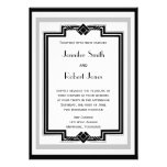 Black White Silver Art Deco Frame Wedding Invites