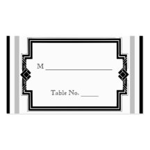 Black White Silver Art Deco Wedding Place Cards Business Cards