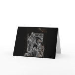 black white silver nativity greeting card