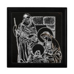 black white silver nativity keepsake boxes