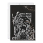 black white silver nativity personalized invitations