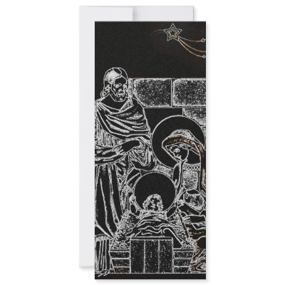 black white silver nativity invitation tall by BlayzeInk