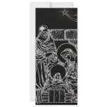 black white silver nativity invitation tall