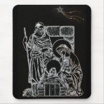 black white silver nativity mousepad