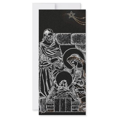 black white silver nativity rack card by BlayzeInk