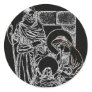 black white silver nativity stickers