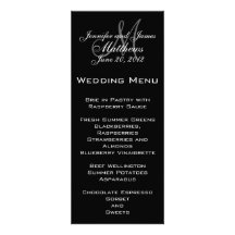 Black White Simple Monogram Wedding Menu Personalized Invitations