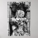 Black & white sketch of gothic girl statue posters