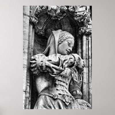 Black & white sketch of gothic girl statue posters by skyfish
