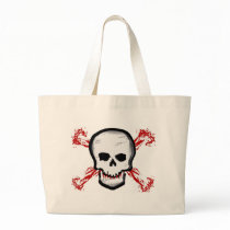 Black/White Skull & Bloody Cross Bones Tote Bag