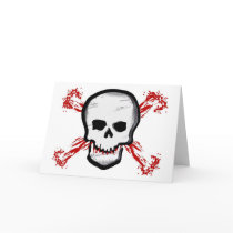 Black/White Skull & Bloody Cross Bones Greeting Card