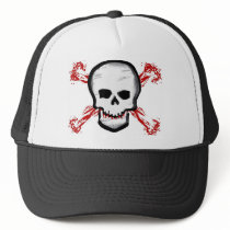 Black/White Skull & Bloody Cross Bones Hat