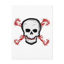 Black/White Skull & Bloody Cross Bones Postcards