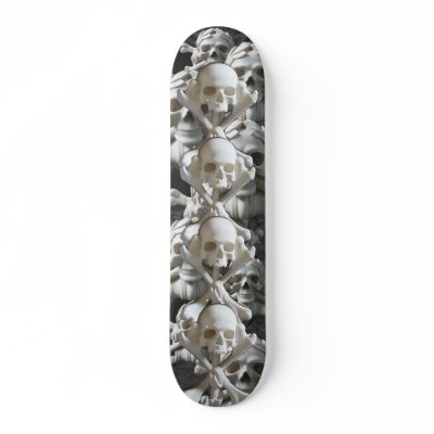 Black White Skulls Knot Bones Skeleton Skateboard by PirateCollection