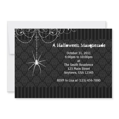 Black & White Spider Damask Halloween Invitations by BlankCustomEnvelopes