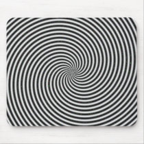 Black & White Spiral Swirl Optical Illusion Mousepad