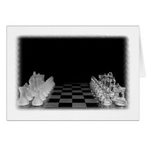 Black & White Spooky Glass Chess Board Game Card