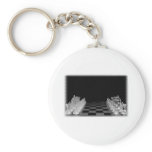 Black & White Spooky Glass Chess Board Game Key Chain