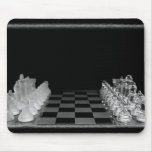 Black & White Spooky Glass Chess Board Game Mousepads