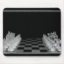 Black & White Spooky Glass Chess Board Game Mousepads