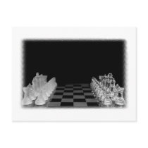 Black & White Spooky Glass Chess Board Game Postcard