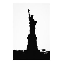 Black & White Statue of Liberty Silhouette Customised Stationery