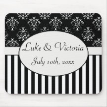 Black & White Striped Baroque Favour Mouse Mats
