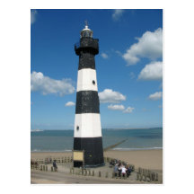 Black White Striped Lighthouse Postcard