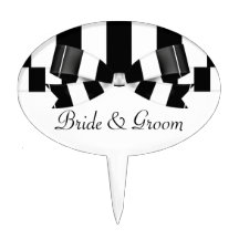 Black & White Striped Wedding Classic Cake Picks