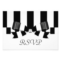 Black & White Striped Wedding Classic Custom Invitation