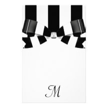 Black & White Striped Wedding Classic Personalized Stationery