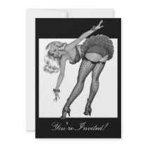 Black & White Style Pin-Up Girl 19 Personalized Invite
