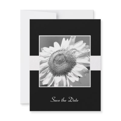 Black & White Sunflower Save the Date Card Invitation by henishouseofpaper