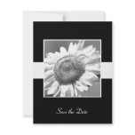 Black & White Sunflower Save the Date Card invitations