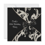 Black White Swirl  50th Birthday Party Personalized Invites