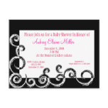 Black & White Swirl Baby Shower Invitation postcards
