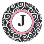 Black & White Swirl Monogram Sticker