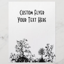 Black & White Swirly Landscape Trees Fruit Hills Custom Flyer