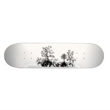 Black & White Swirly Landscape Trees Fruit Hills Custom Skate Board