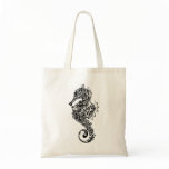 Black & White Tattoo Design-Sea Horse Tote Bag