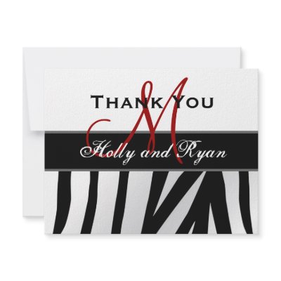 Black White Tiger Wedding Thank You Card Custom Announcement by JaclinArt