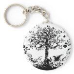Black & White Tree Butterfly Silhouette keychains