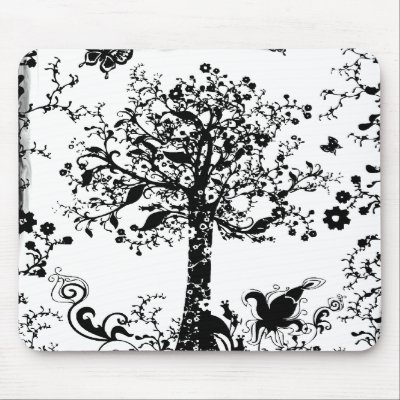 Black & White Tree Butterfly Silhouette by VoXeeD